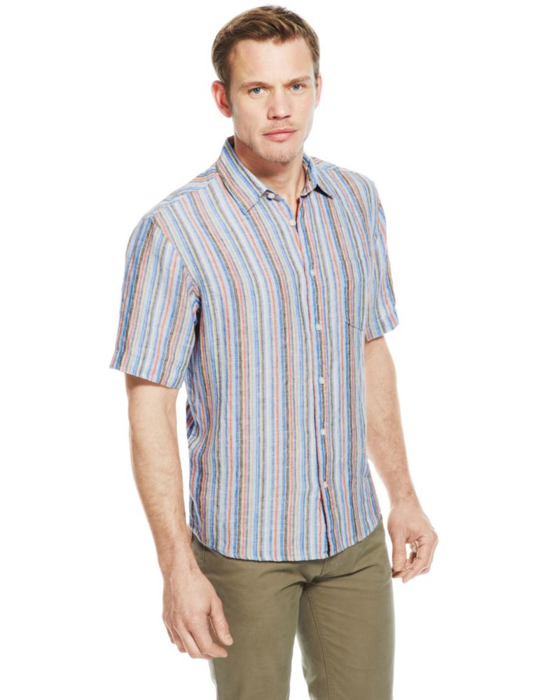 Pure Linen Easy to Iron Multi-Striped Shirt 1 of 4