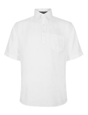 Pure Linen Easy to Iron Short Sleeve Shirt Image 2 of 3
