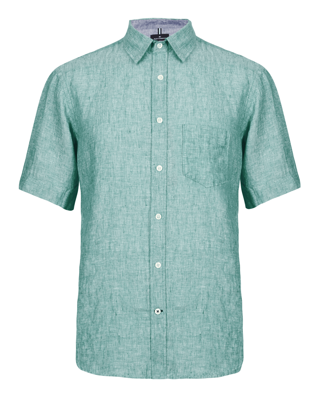 Pure Linen Easy to Iron Short Sleeve Shirt Blue Harbour M&S