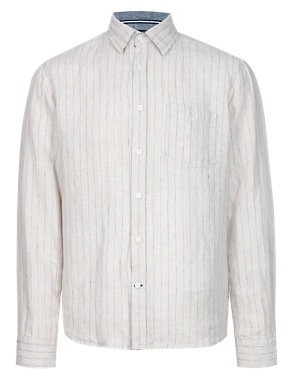 Pure Linen Easy to Iron Striped Shirt Image 2 of 3