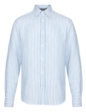 Pure Linen Easy to Iron Striped Shirt Image 2 of 5