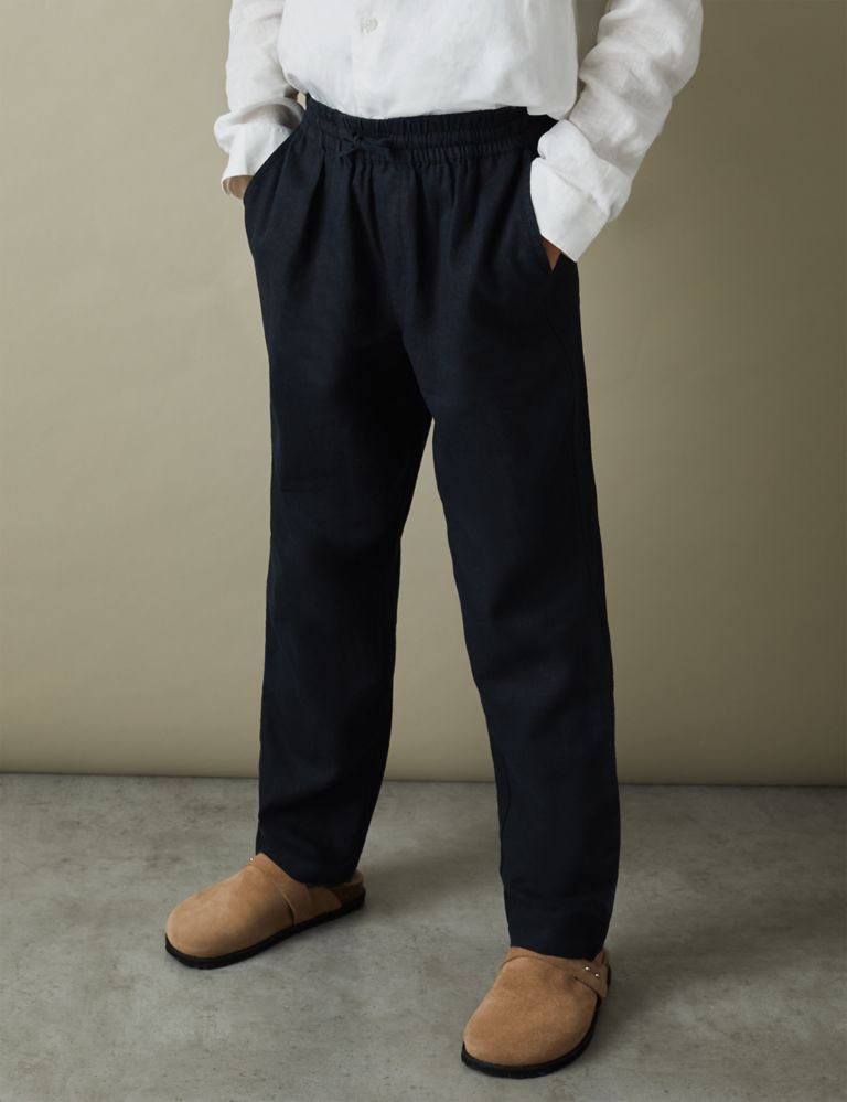 Pure Linen Elasticated Waist Trousers (3-14 Yrs) 3 of 4