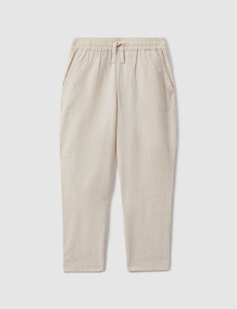 Pure Linen Elasticated Waist Trousers (3-14 Yrs) 2 of 4