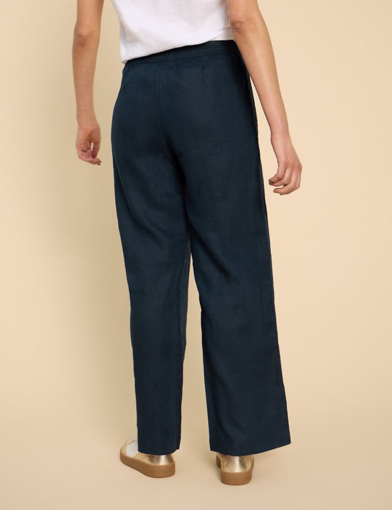 Pure Linen Elasticated Wide Leg Trousers 4 of 6