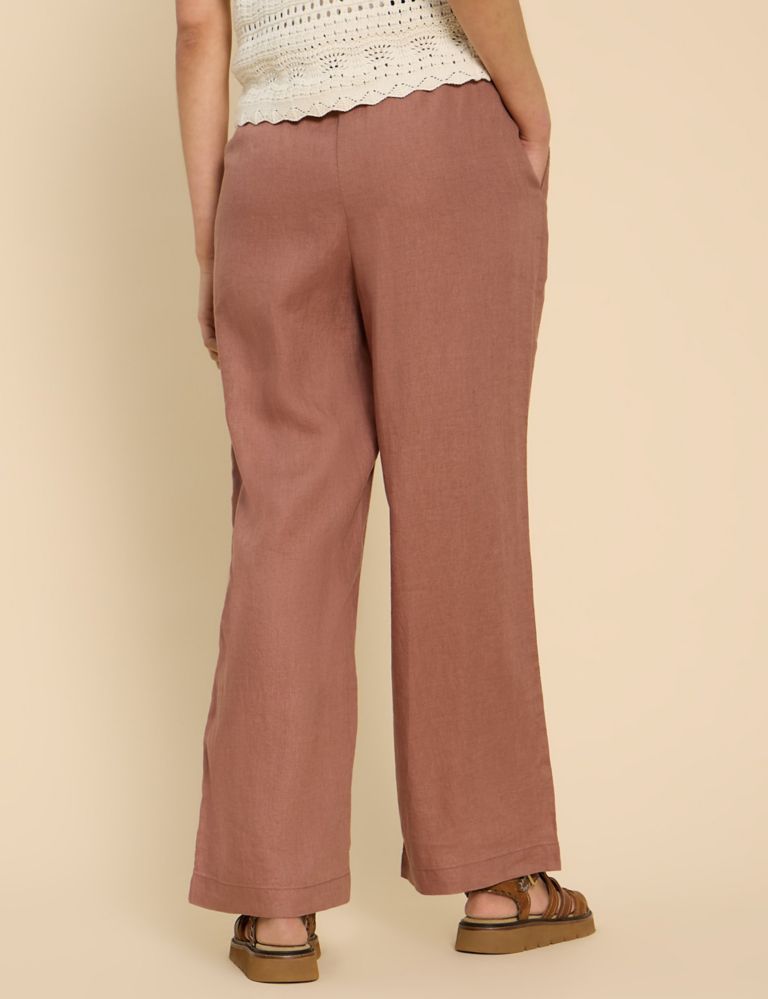 Pure Linen Elasticated Wide Leg Trousers 4 of 6