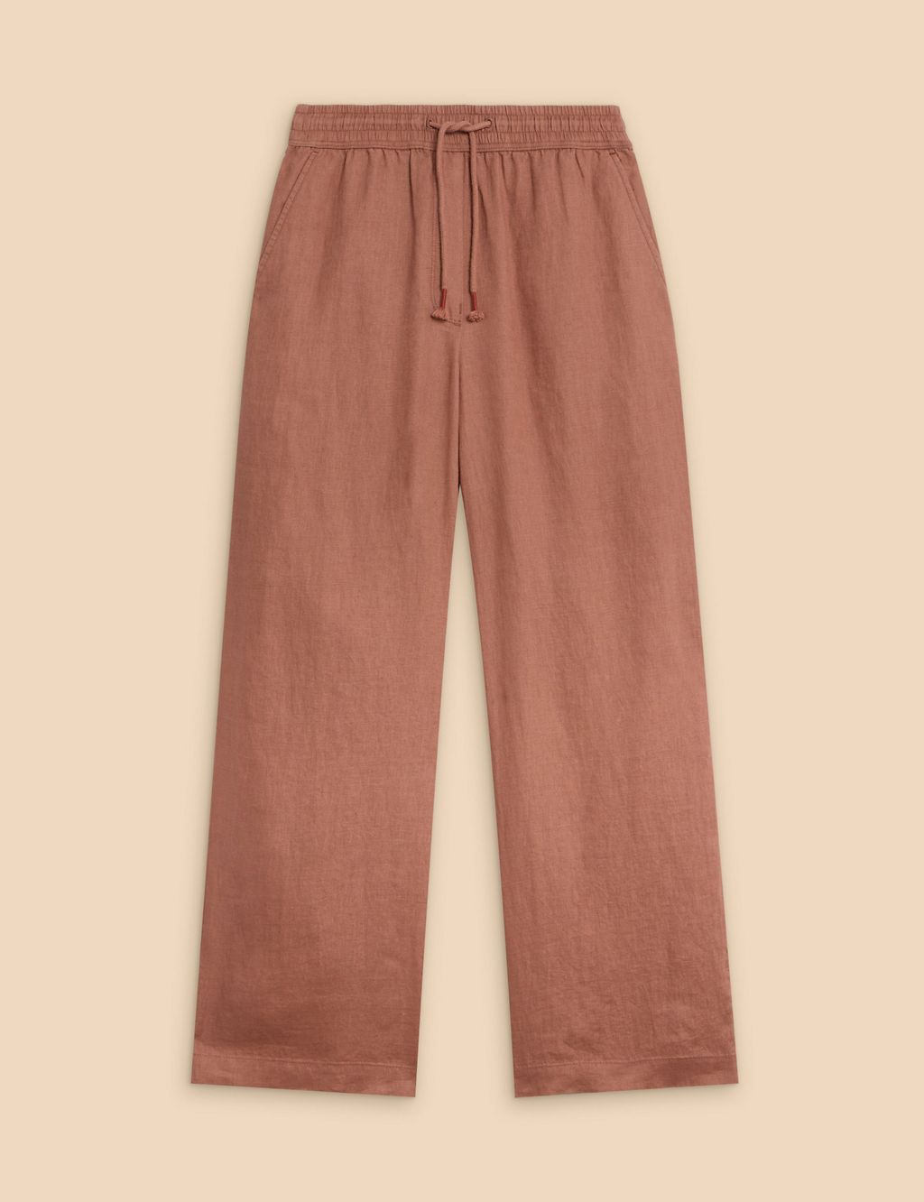 Pure Linen Elasticated Wide Leg Trousers 1 of 6