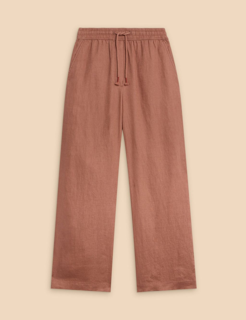 Pure Linen Elasticated Wide Leg Trousers 1 of 6