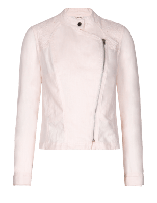 Pure Linen Embroidered Biker Jacket | Indigo Collection | M&S