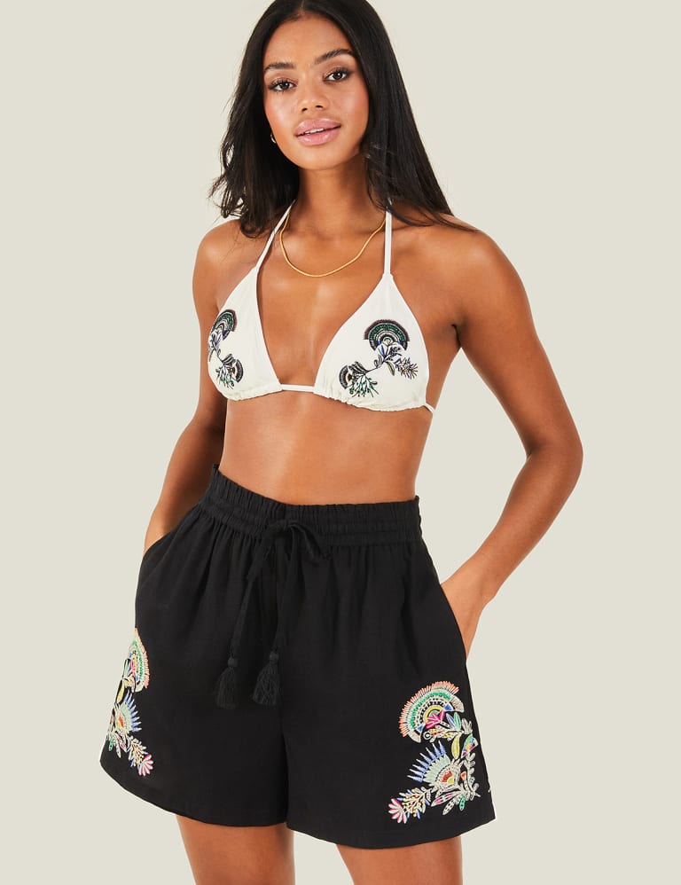 Embroidered high waisted shorts hotsell