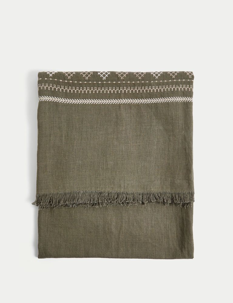 Pure Linen Embroidered Throw 1 of 4