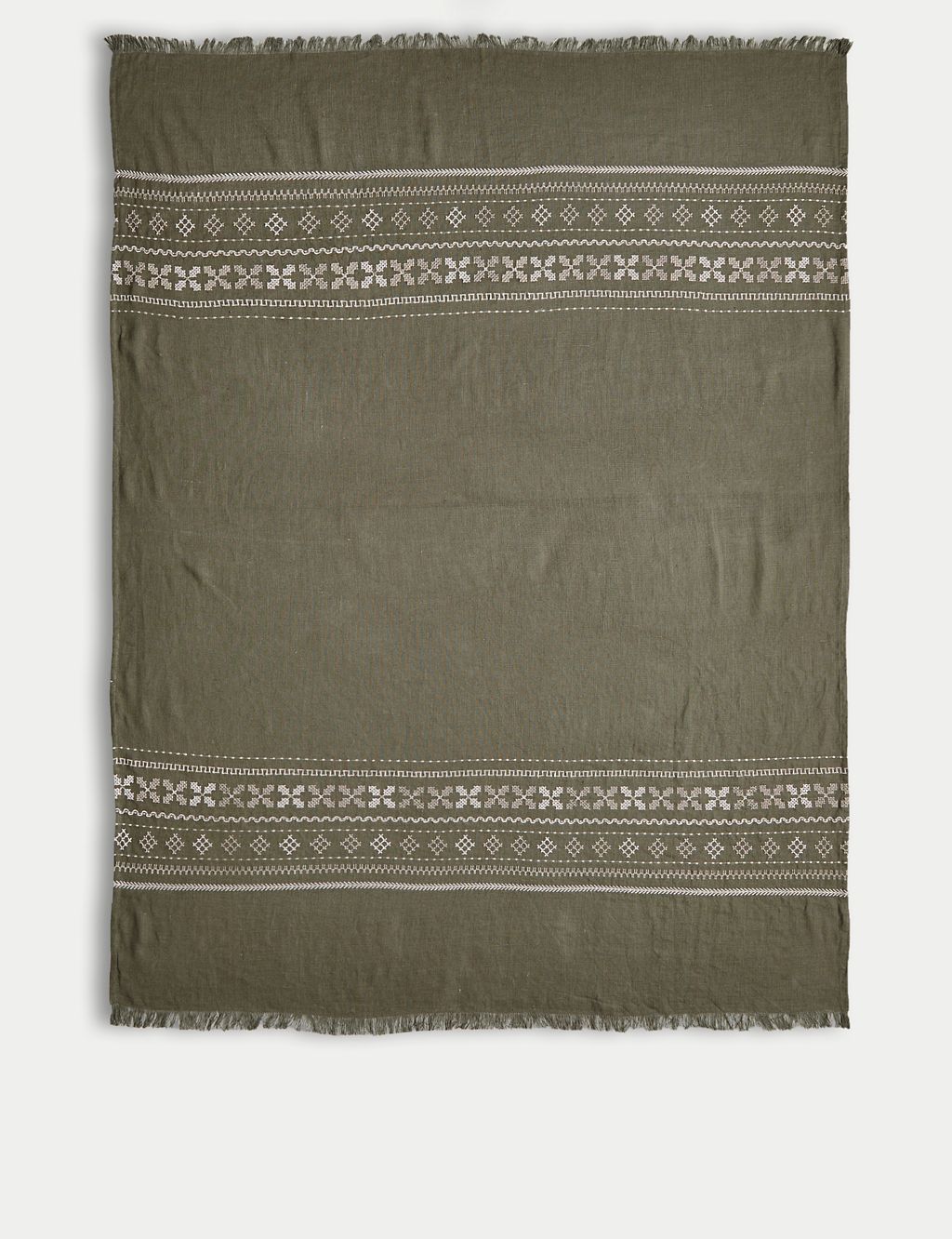 Pure Linen Embroidered Throw 2 of 4