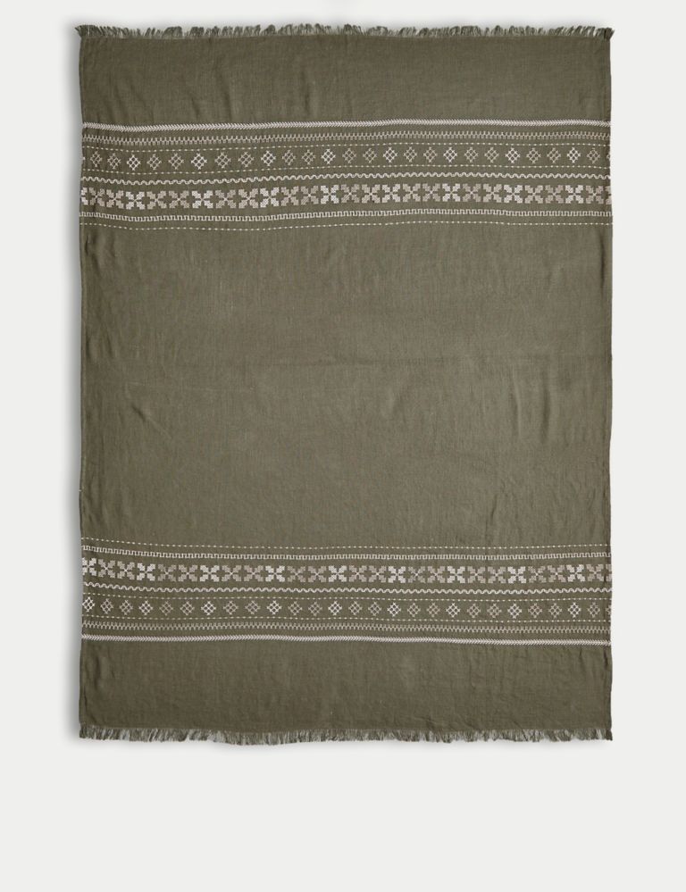 Pure Linen Embroidered Throw 3 of 5