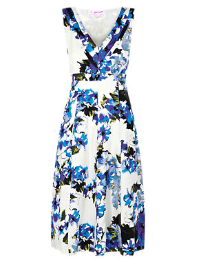 Pure Linen Floral Fit & Flare Dress Image 2 of 8