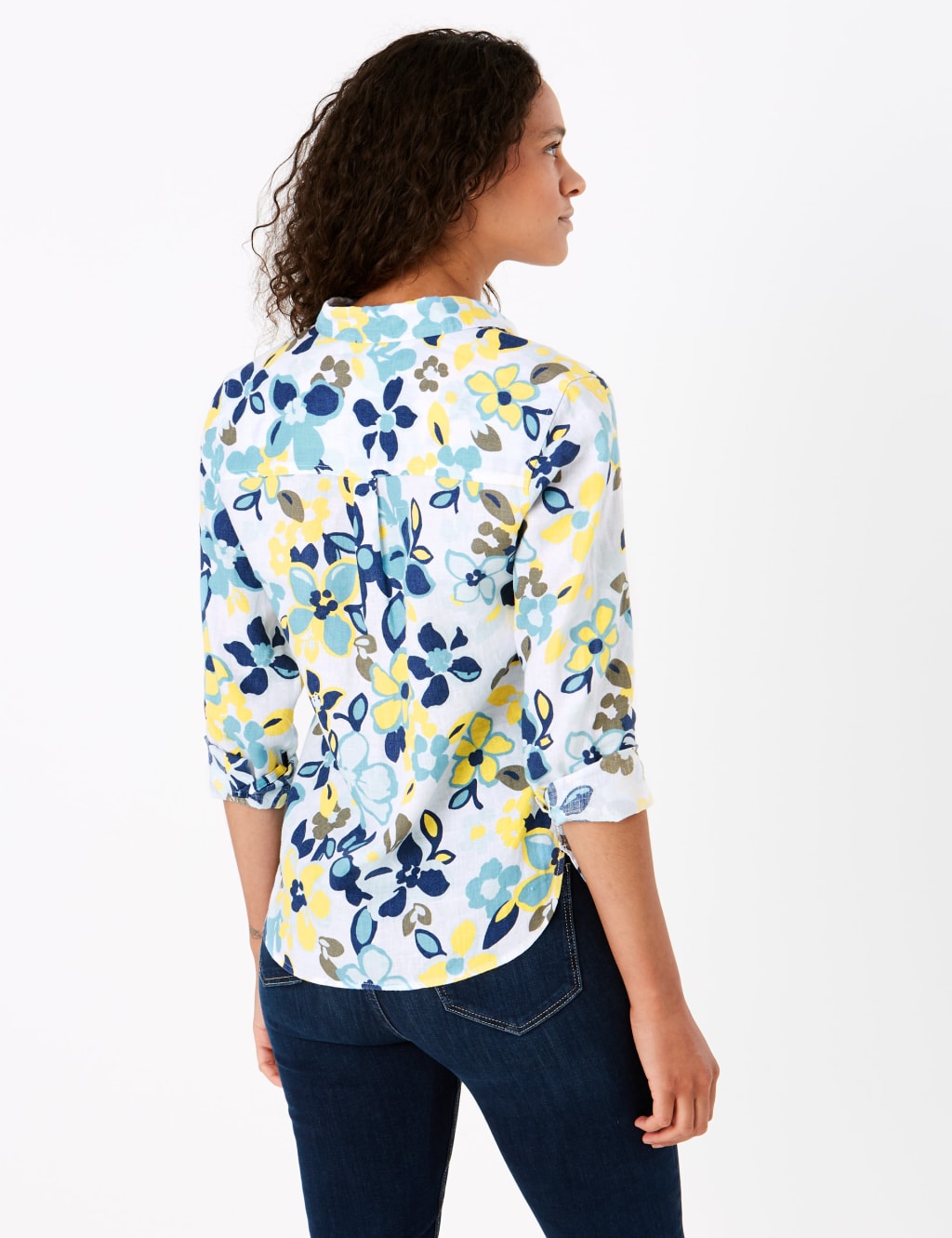Pure Linen Floral Long Sleeve Shirt | M&S Collection | M&S