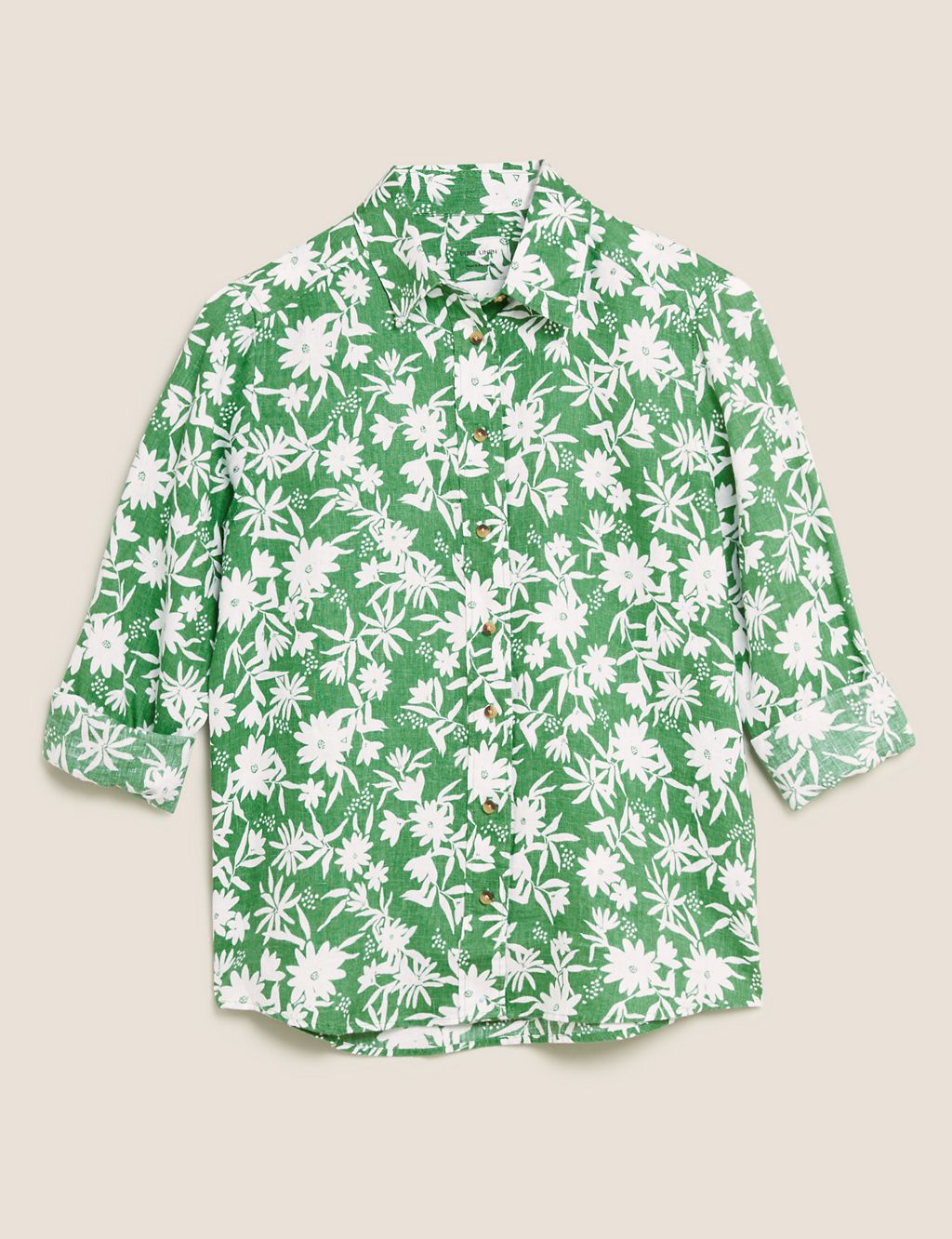 Pure Linen Floral Shirt 1 of 5