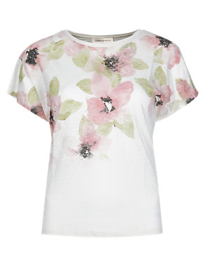 Pure Linen Floral Top Image 2 of 5