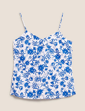 Pure Linen Floral V-Neck Cami Top Image 2 of 5