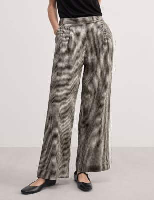 Wide leg gingham on sale pants