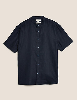 Pure Linen Grandad Collar Shirt Image 2 of 4