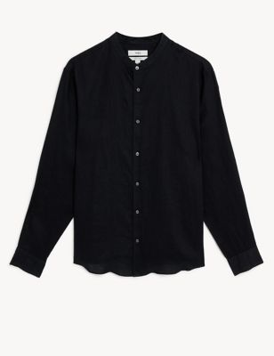 Pure Linen Grandad Collar Shirt Image 2 of 5