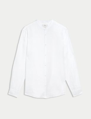 Pure Linen Grandad Collar Shirt Image 2 of 6
