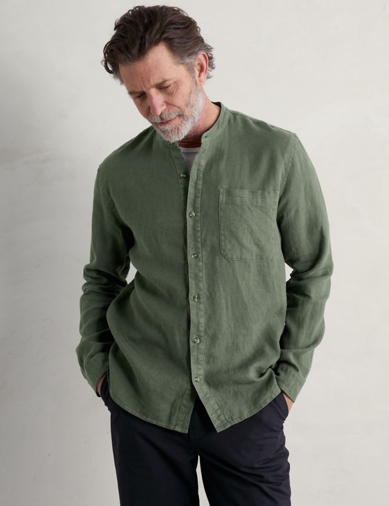 Pure Linen Grandad Collar Shirt 2 of 3