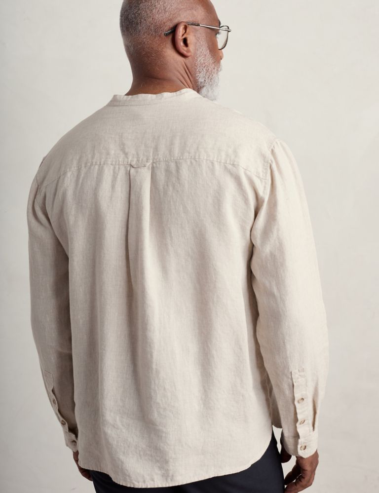 Pure Linen Grandad Collar Shirt 4 of 5