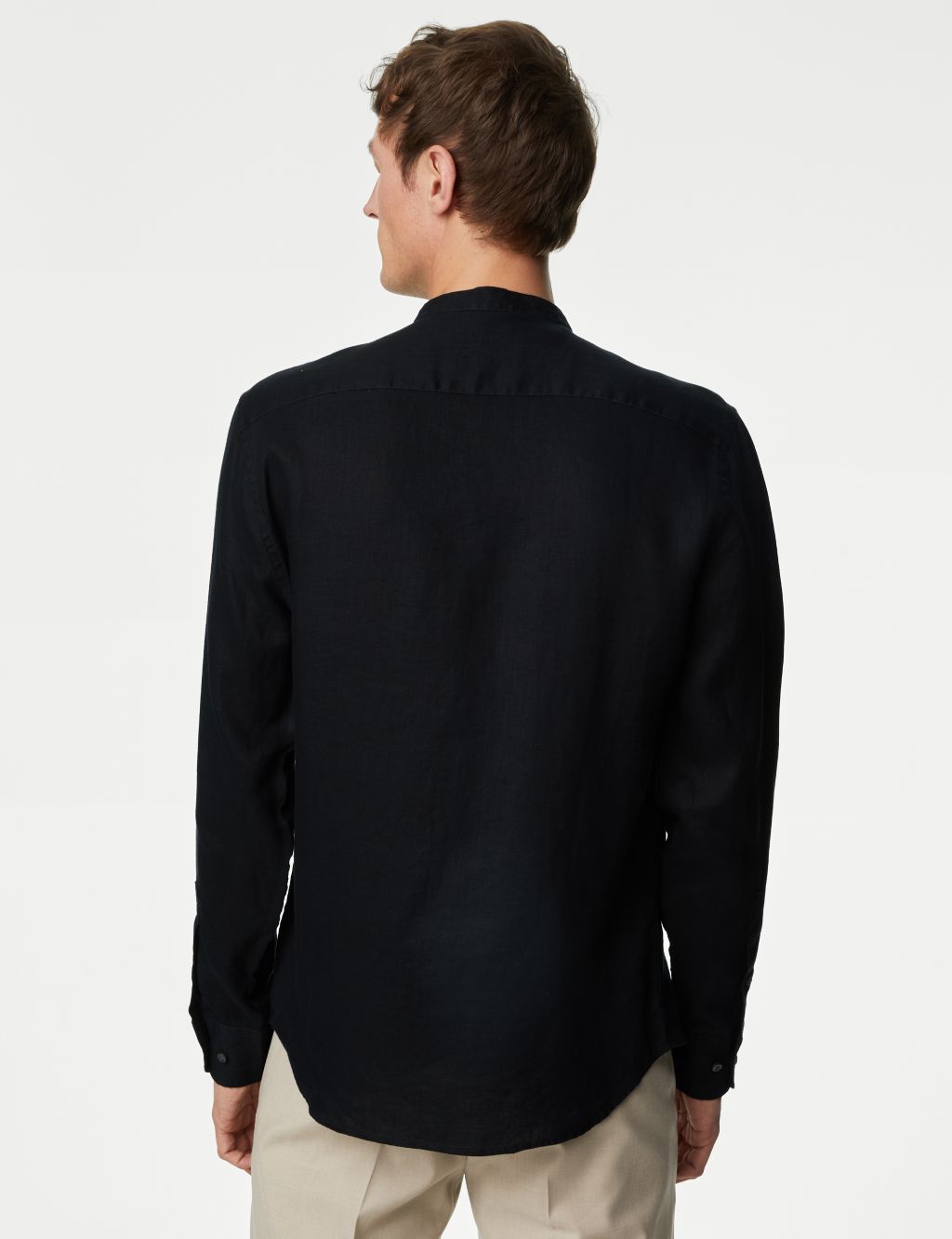 Buy Pure Linen Grandad Collar Shirt | M&S Collection | M&S