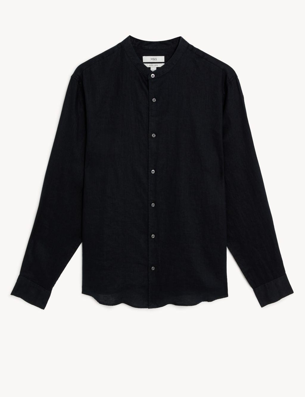 Pure Linen Grandad Collar Shirt 1 of 5