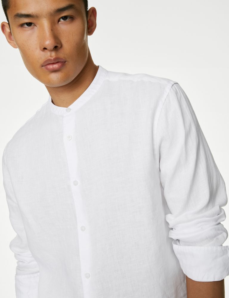 Pure Linen Grandad Collar Shirt 4 of 6