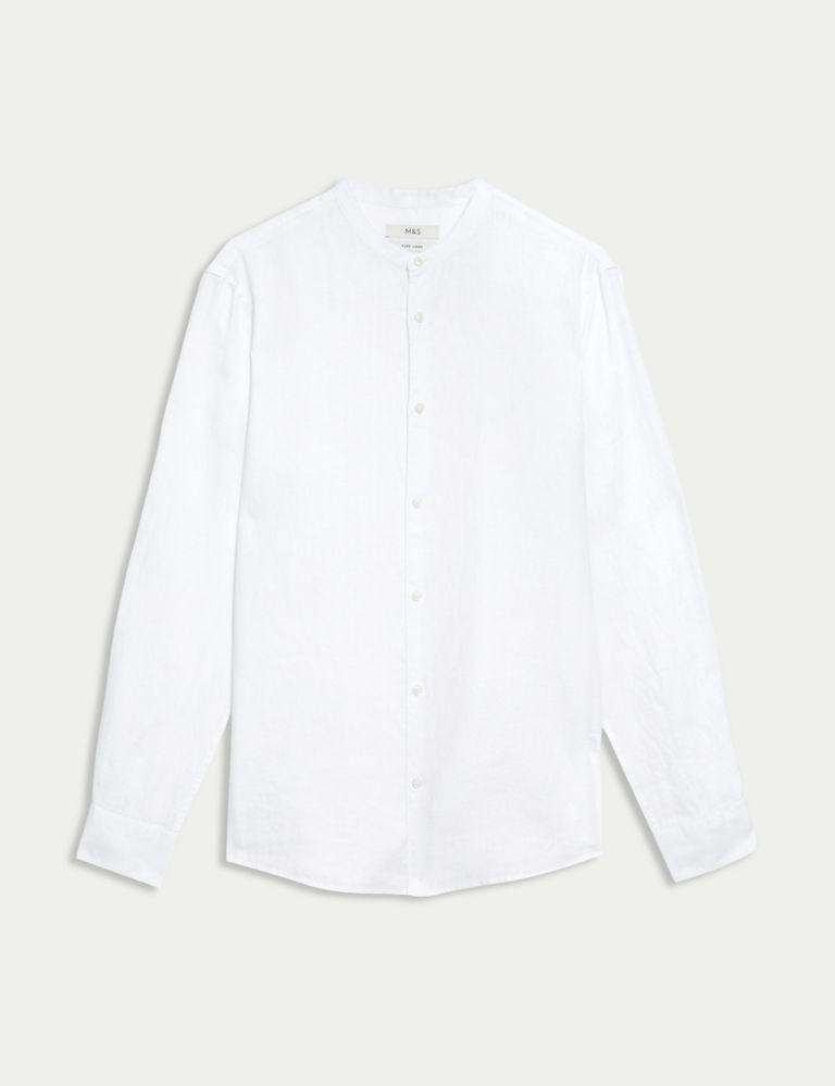 Pure Linen Grandad Collar Shirt 3 of 6