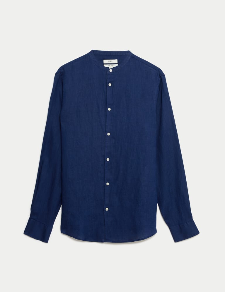 Pure Linen Grandad Collar Shirt 3 of 7