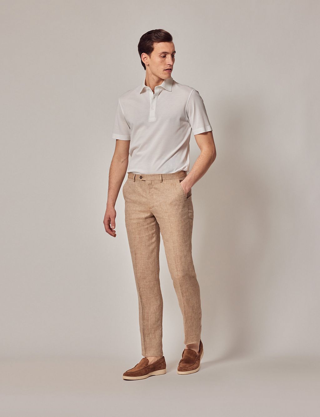 Pure Linen Herringbone Suit Trousers 1 of 5