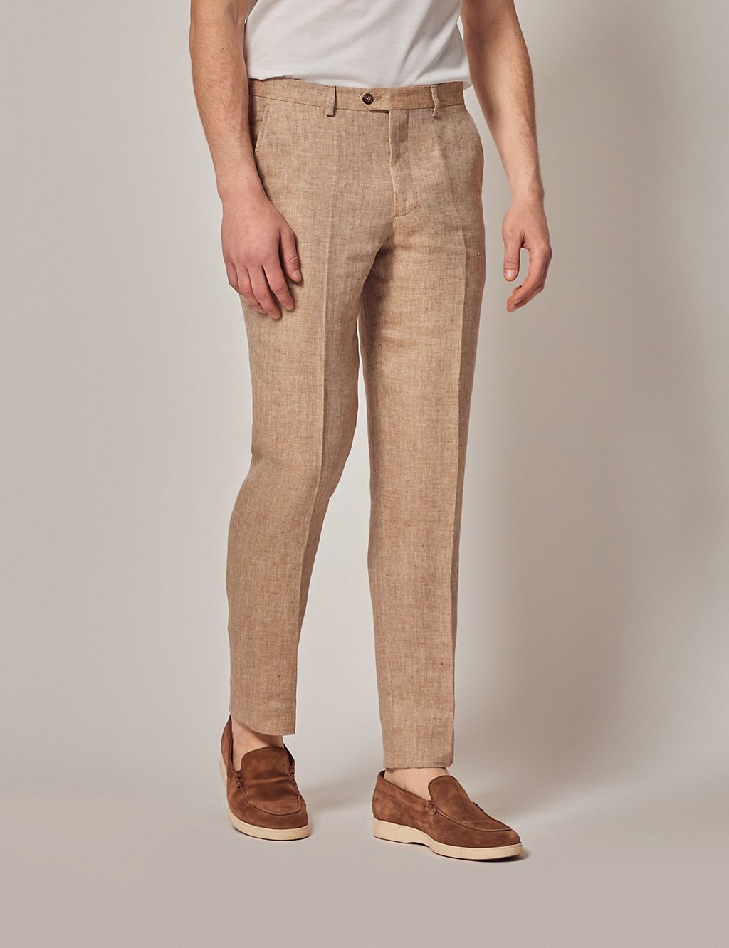 Pure Linen Herringbone Suit Trousers 2 of 5