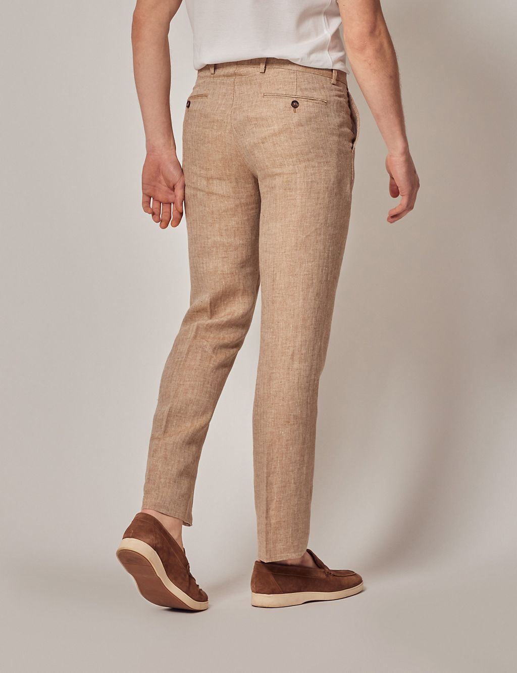 Pure Linen Herringbone Suit Trousers 4 of 5