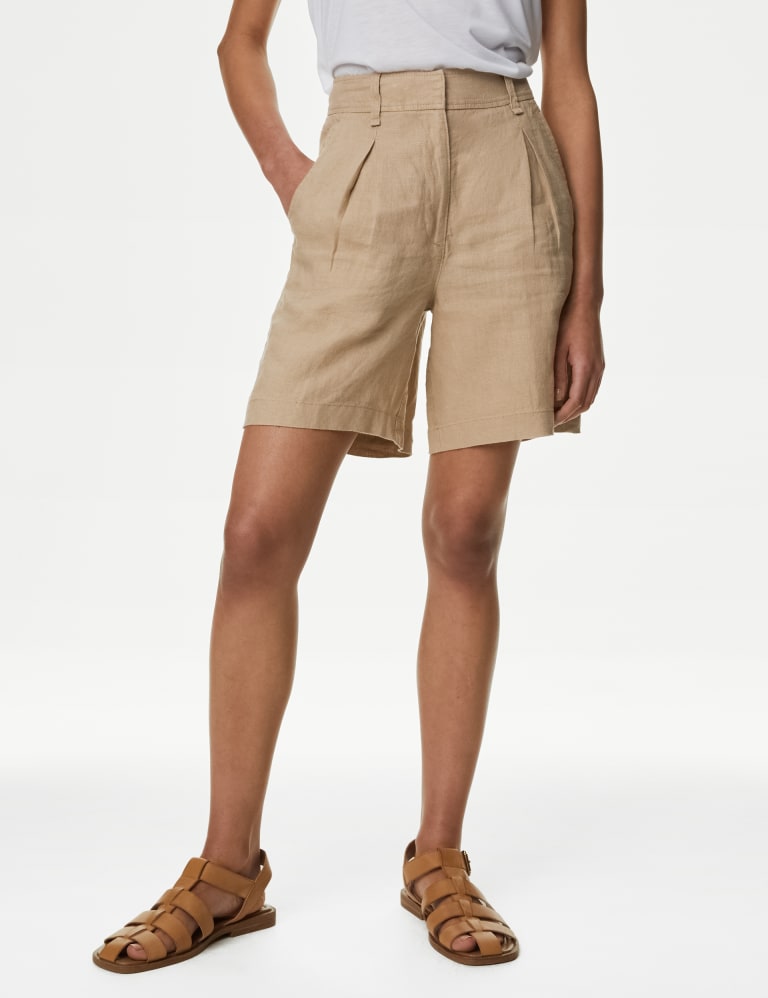 Linen shorts marks and spencer hot sale