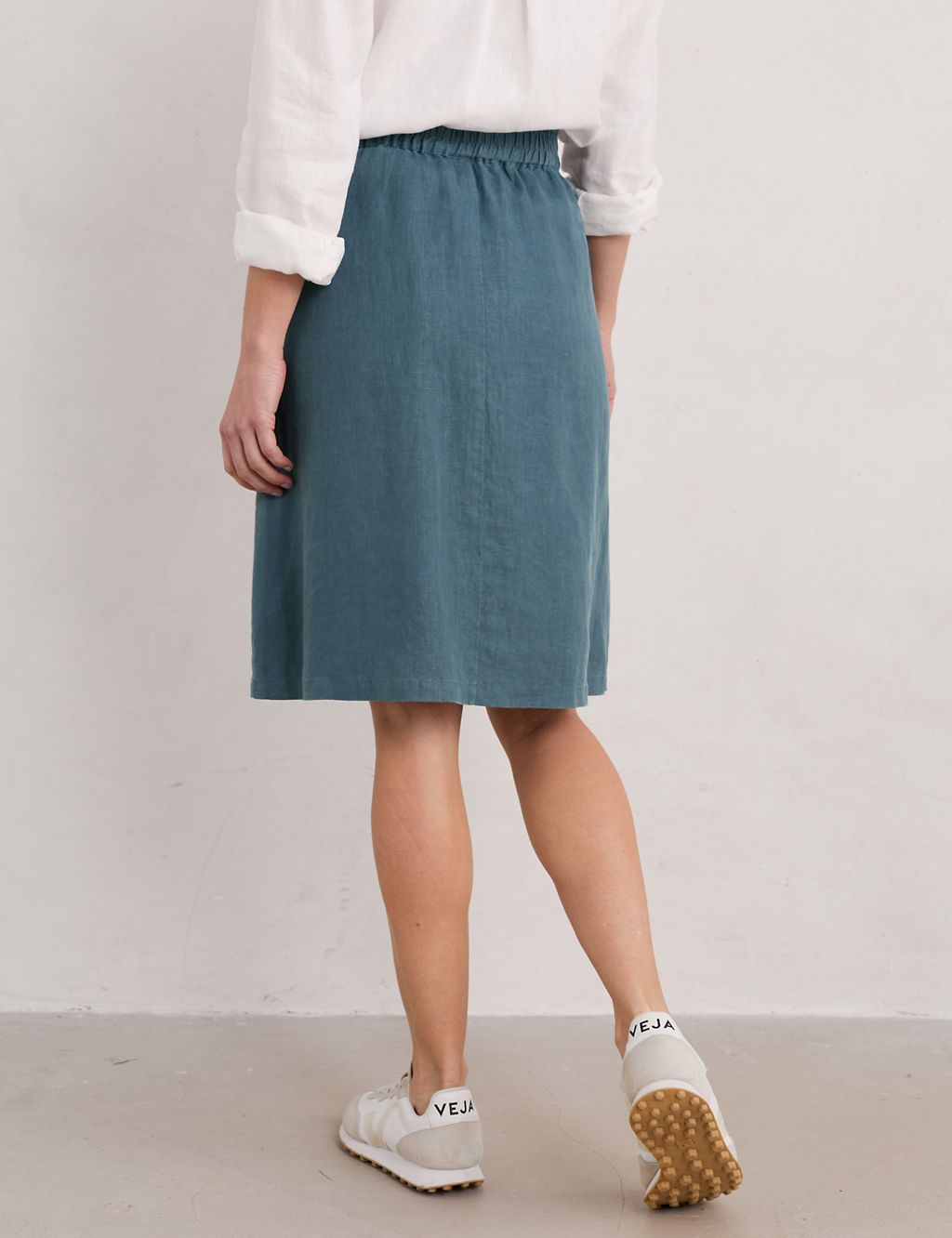 Pure Linen Knee Length A-Line Skirt 4 of 5