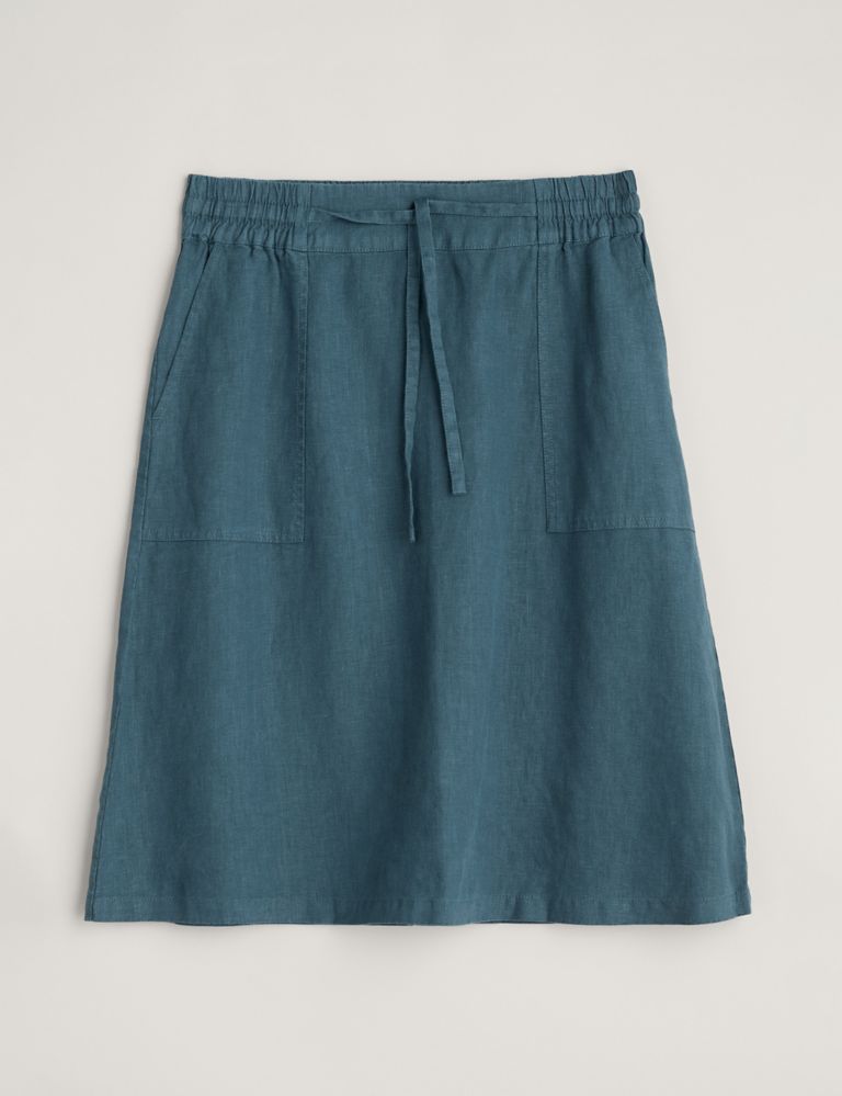 Pure Linen Knee Length A-Line Skirt 2 of 5