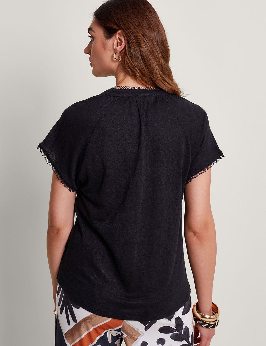 Pure Linen Lace Detail T-Shirt 2 of 4