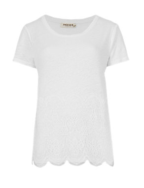 Pure Linen Lace T-Shirt Image 2 of 4