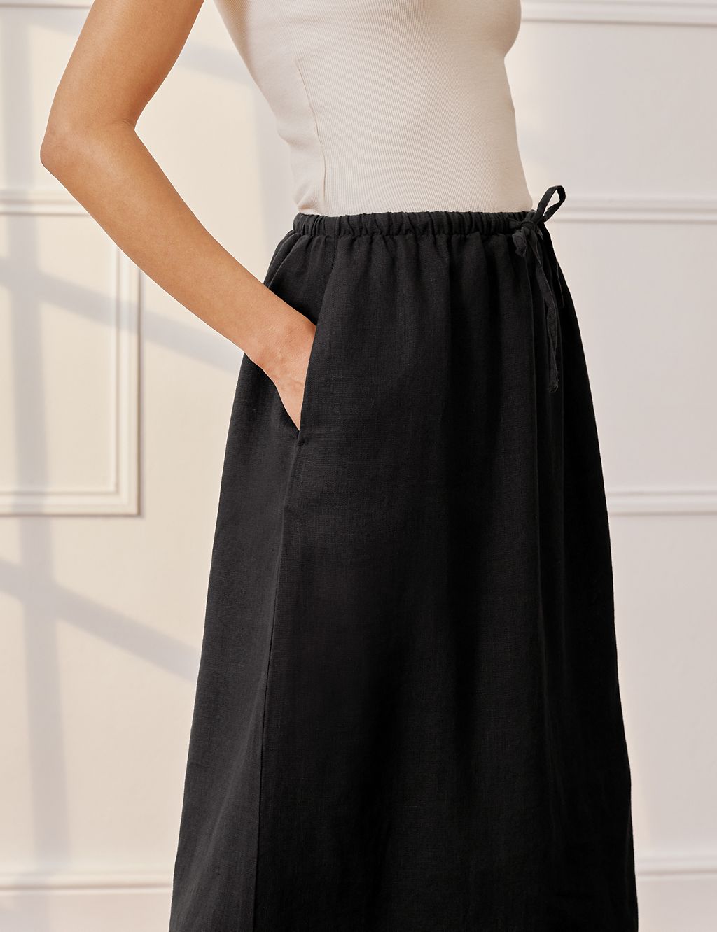 Pure Linen Maxi Column Skirt 4 of 6