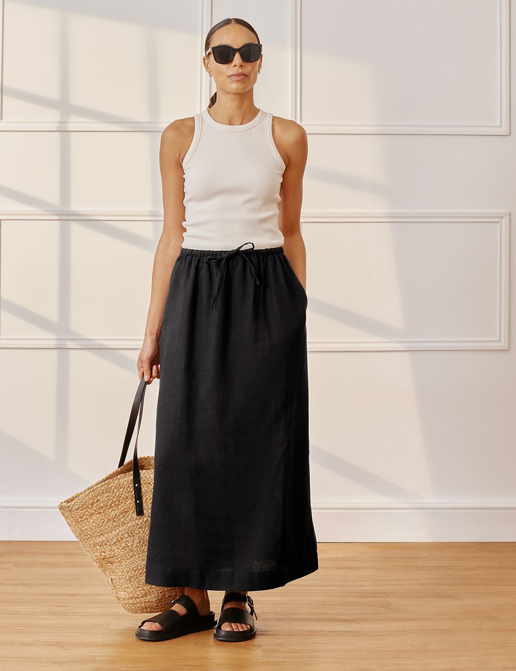 Pure Linen Maxi Column Skirt 5 of 6