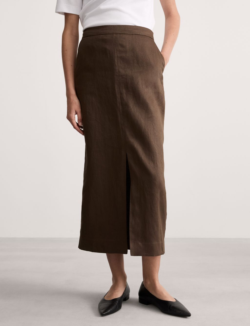 Pure Linen Midi Column Skirt 4 of 7