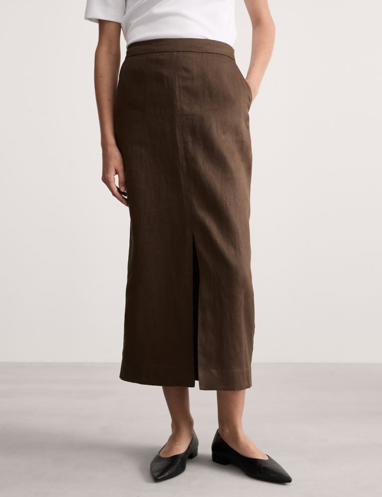Pure Linen Midi Column Skirt 6 of 7