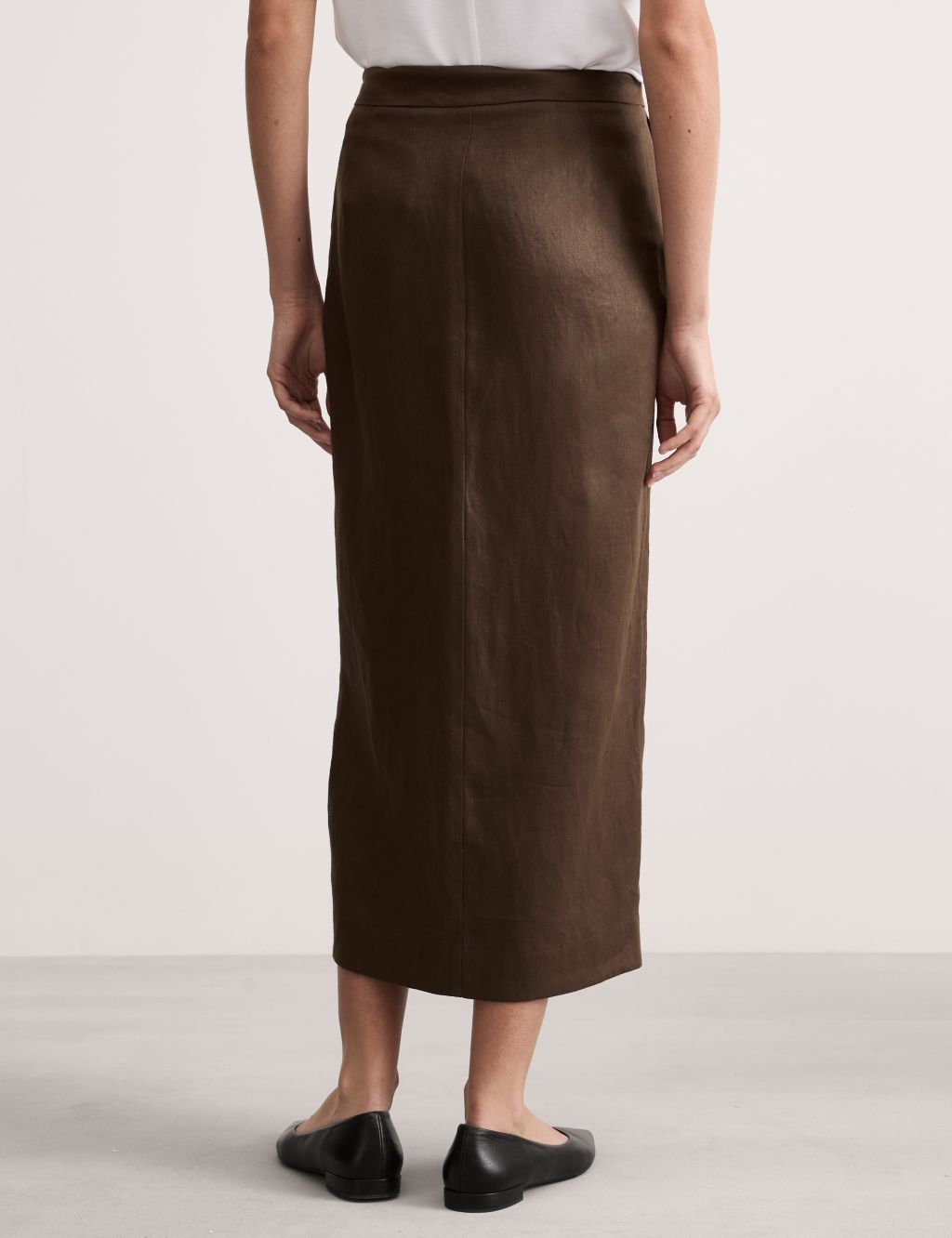 Pure Linen Midi Column Skirt 5 of 7