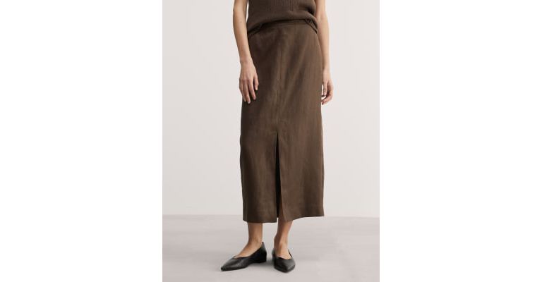 Pure Linen Midi Column Skirt 4 of 7