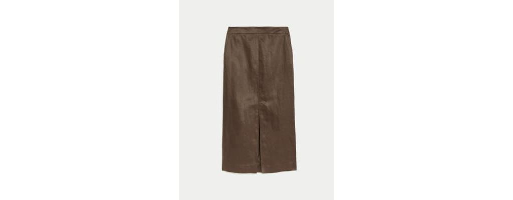 Pure Linen Midi Column Skirt 1 of 7