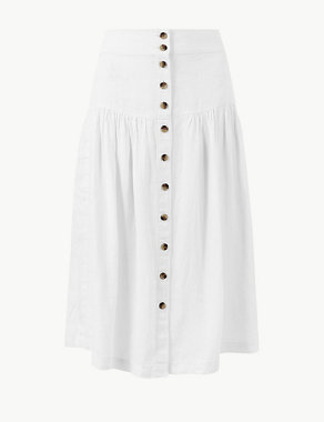 Pure Linen Midi Fit & Flare Skirt Image 2 of 4