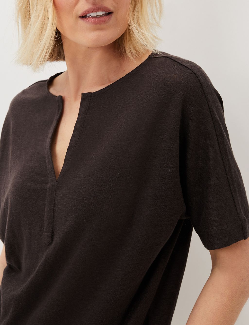 Pure Linen Notch Neck Knitted Top 5 of 5