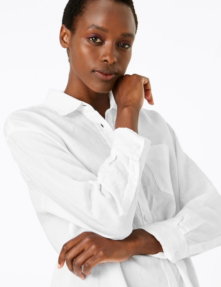 Pure Linen Oversized Long Sleeve Shirt 1 of 4